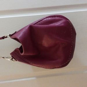 DONALD J. PLINER Leather Hobo Handbag Burgundy Shoulder Bag Lined Magnetic Close